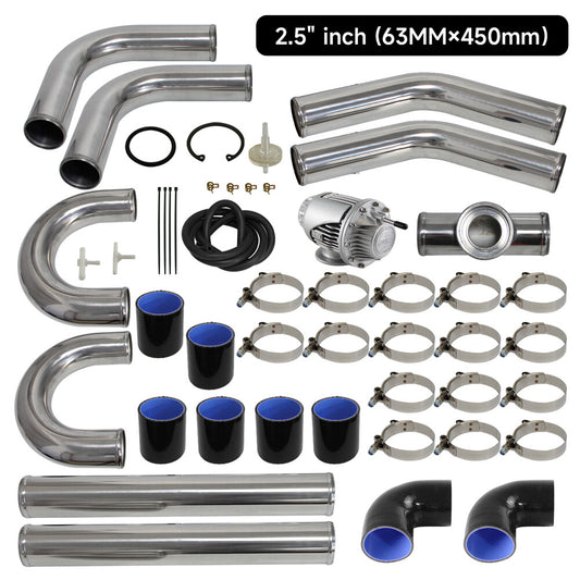 2.5 63mm Universal Intercooler Piping Kit + BOV Turbo Blow Off Valve Kit Black