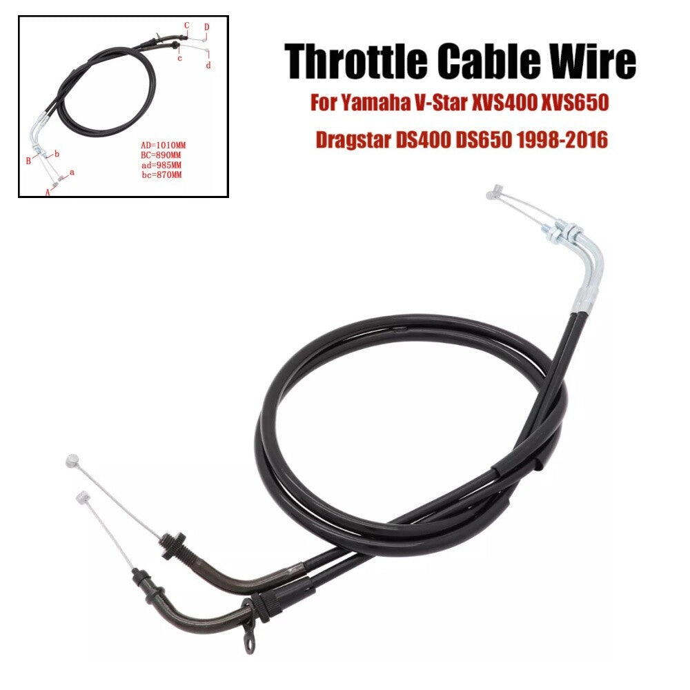 Black Throttle Cable Wire for for Yamaha V-Star XVS400 XVS650 1998-2016 Dragstar