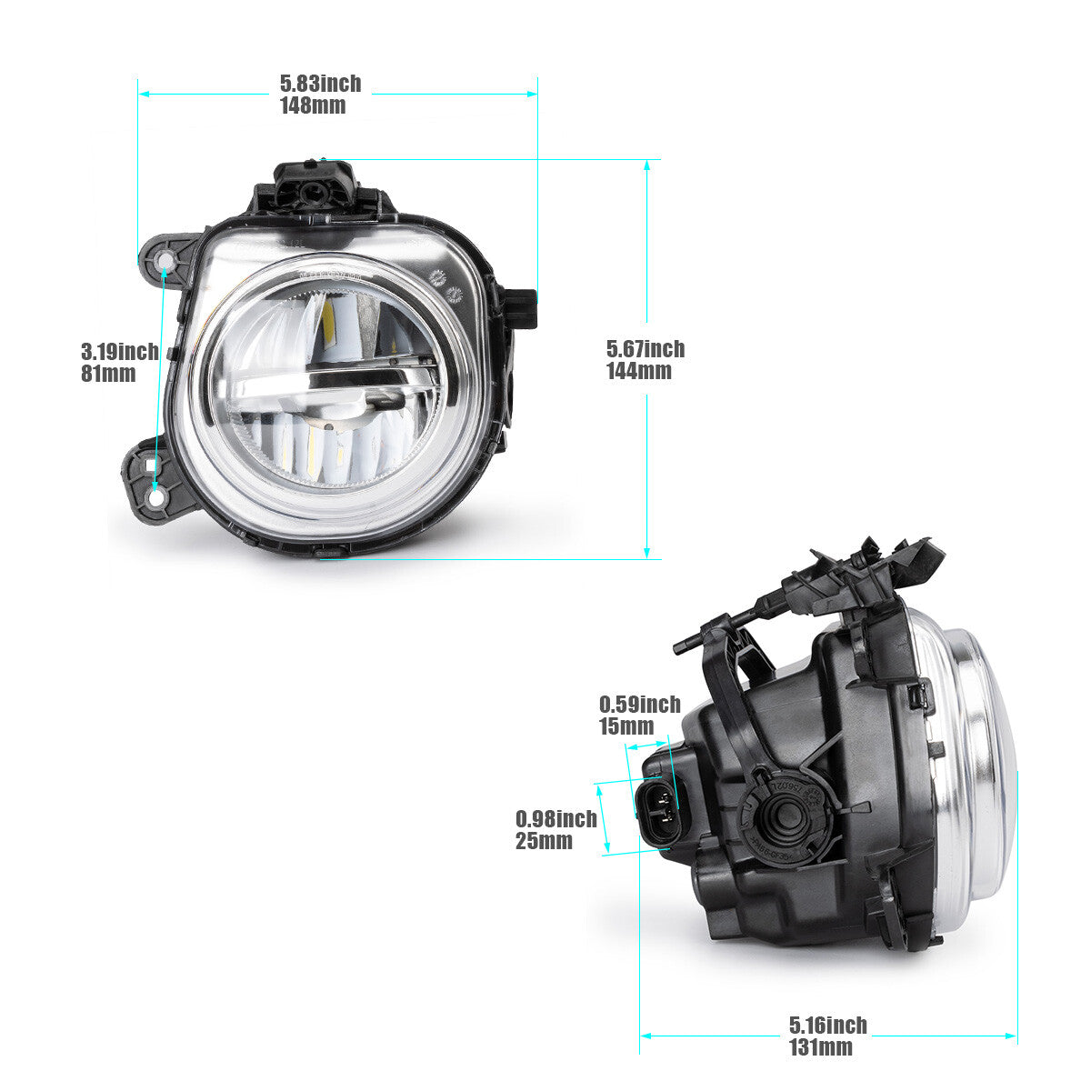 The left front LED fog light is suitable for 14-16 inch for BMW X3, F25, X4, F26, X5, F15, and F85 models. (63177317251-)