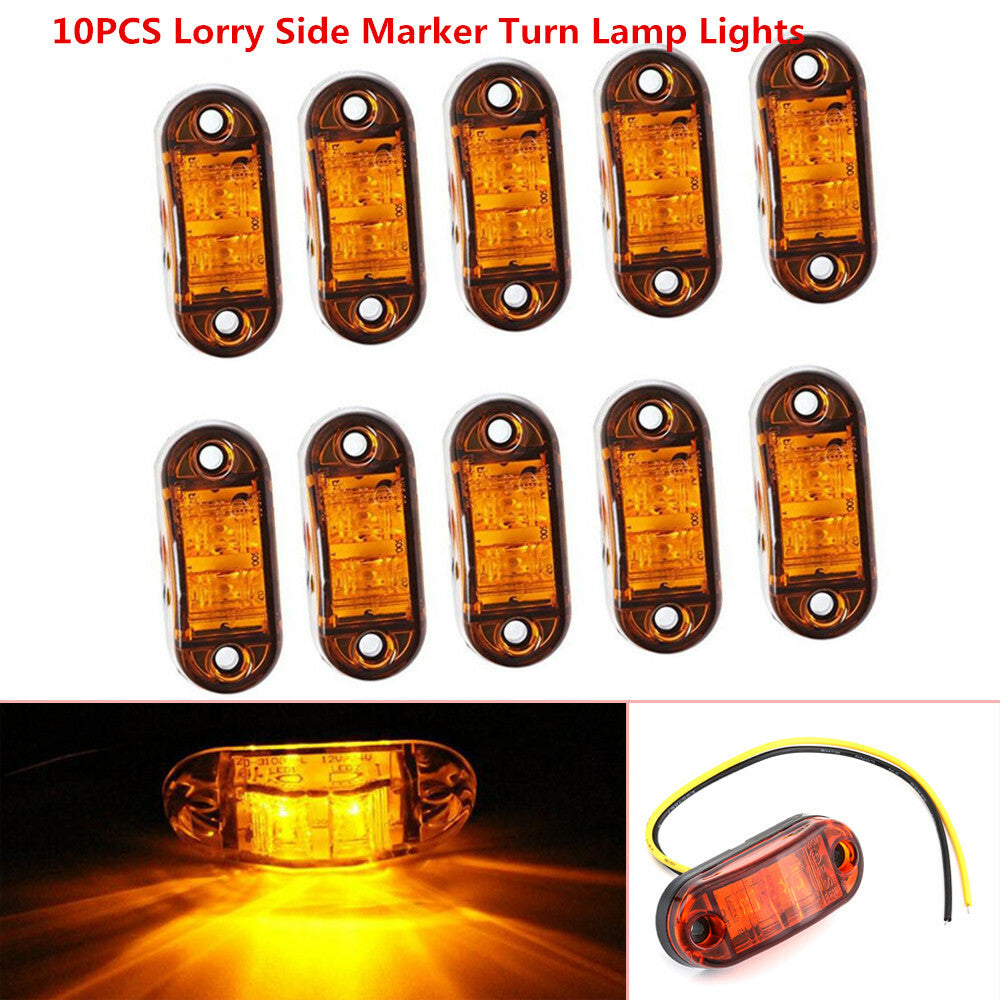 10-pack Amber 2-LED Clearance Trailer Truck Side Marking Turn Signals for Convenience - n