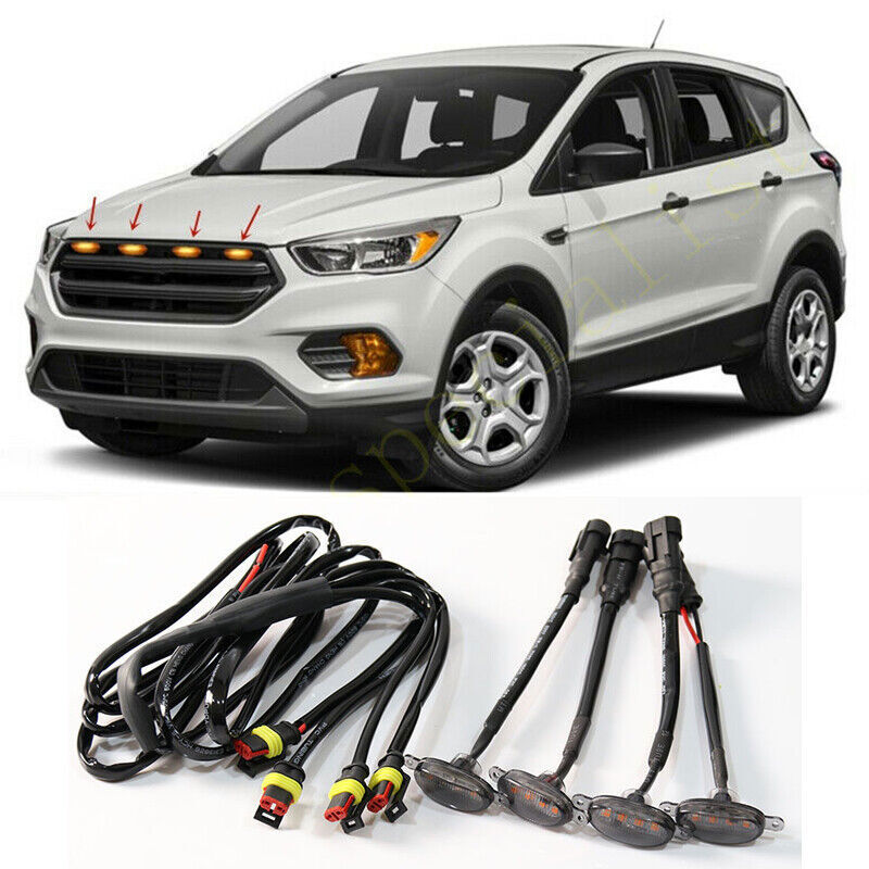 for Ford Escape 2017-2019 smoke Style Front Grill LED Marker Light Kit