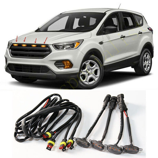 for Ford Escape 2017-2019 smoke Style Front Grill LED Marker Light Kit