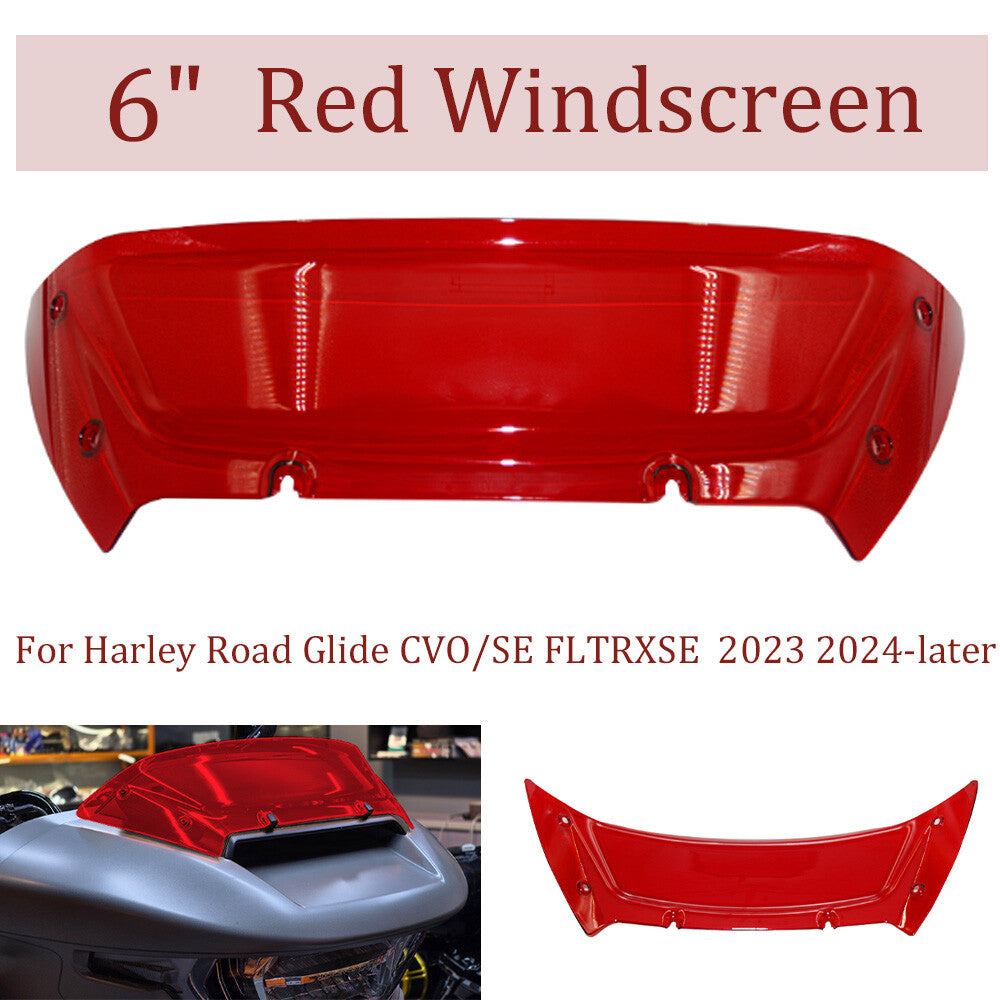 6-inch red wave windshield suitable for Harley Road Glide CVO/SE FLTRXSE 2024-up- n