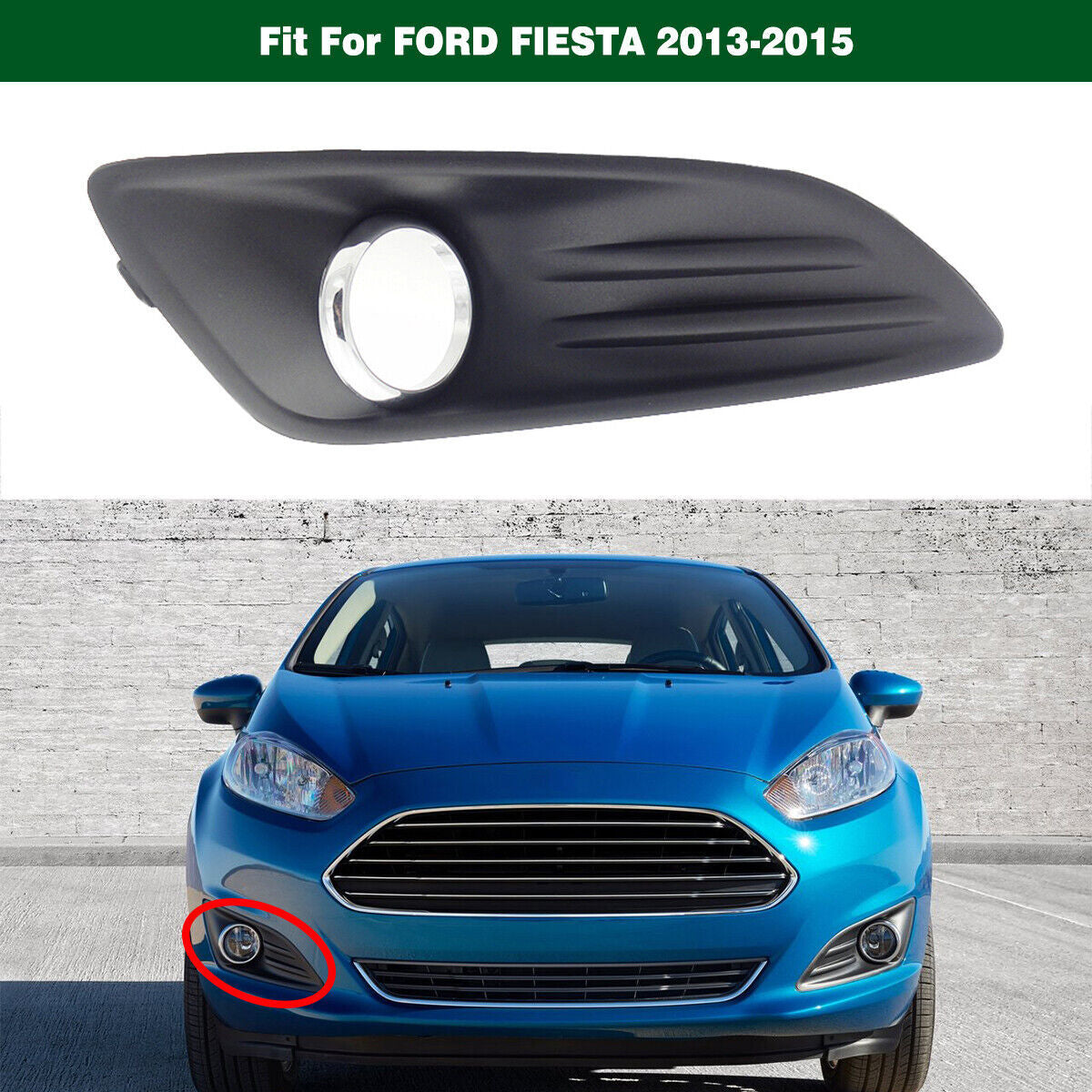 Front Right Skin Line Fog Light Lamp Cover Bezel Trim for Ford Fiesta 2013-2015