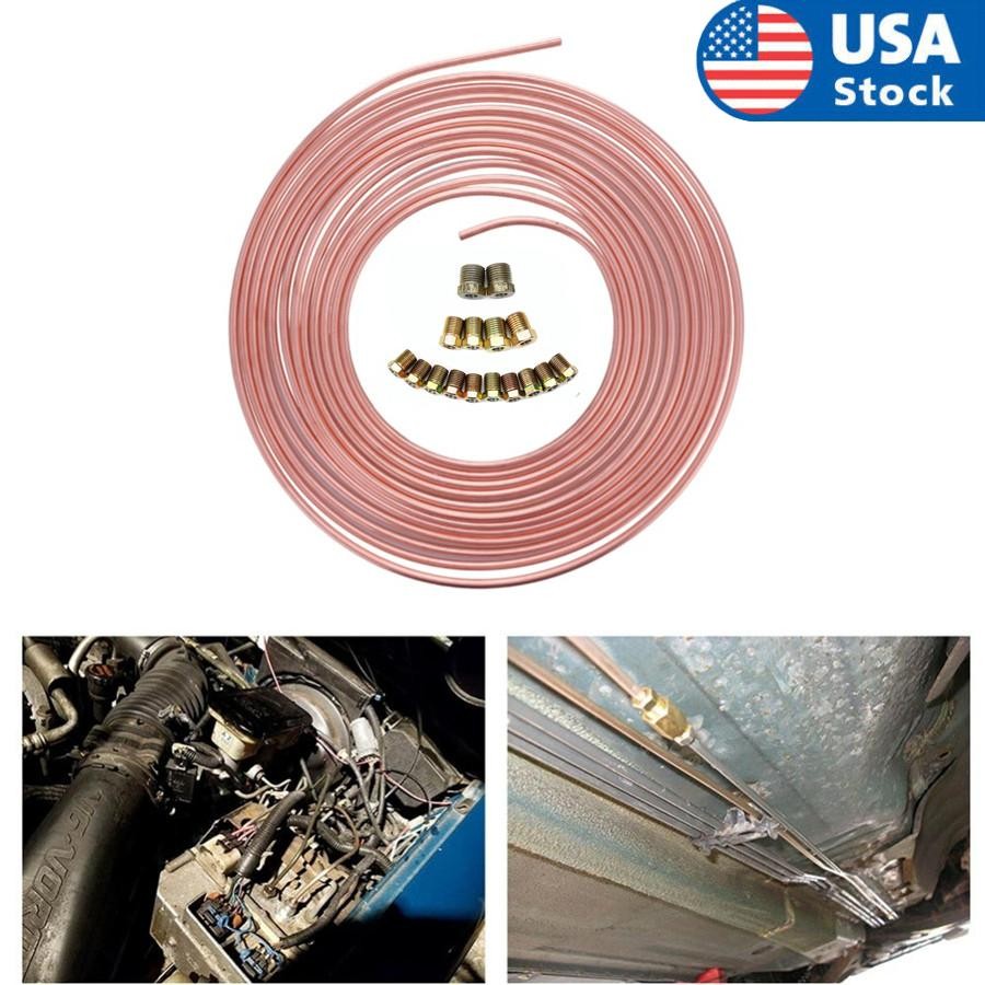 Steel Zinc Copper Nickel Brake Line Tubing Kit 1/4 OD 25 Ft Coil Roll Fittings Q