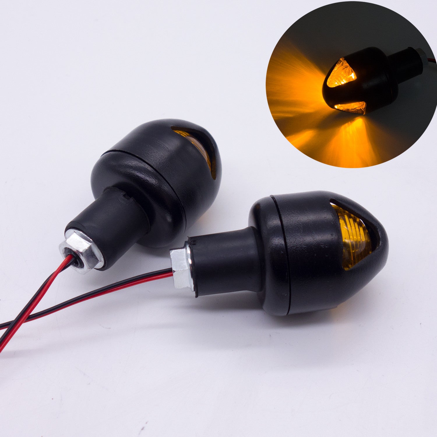 Black Handlebar Turn Signal Grip Bar End LED Plug Strobe Side Marker Light Q