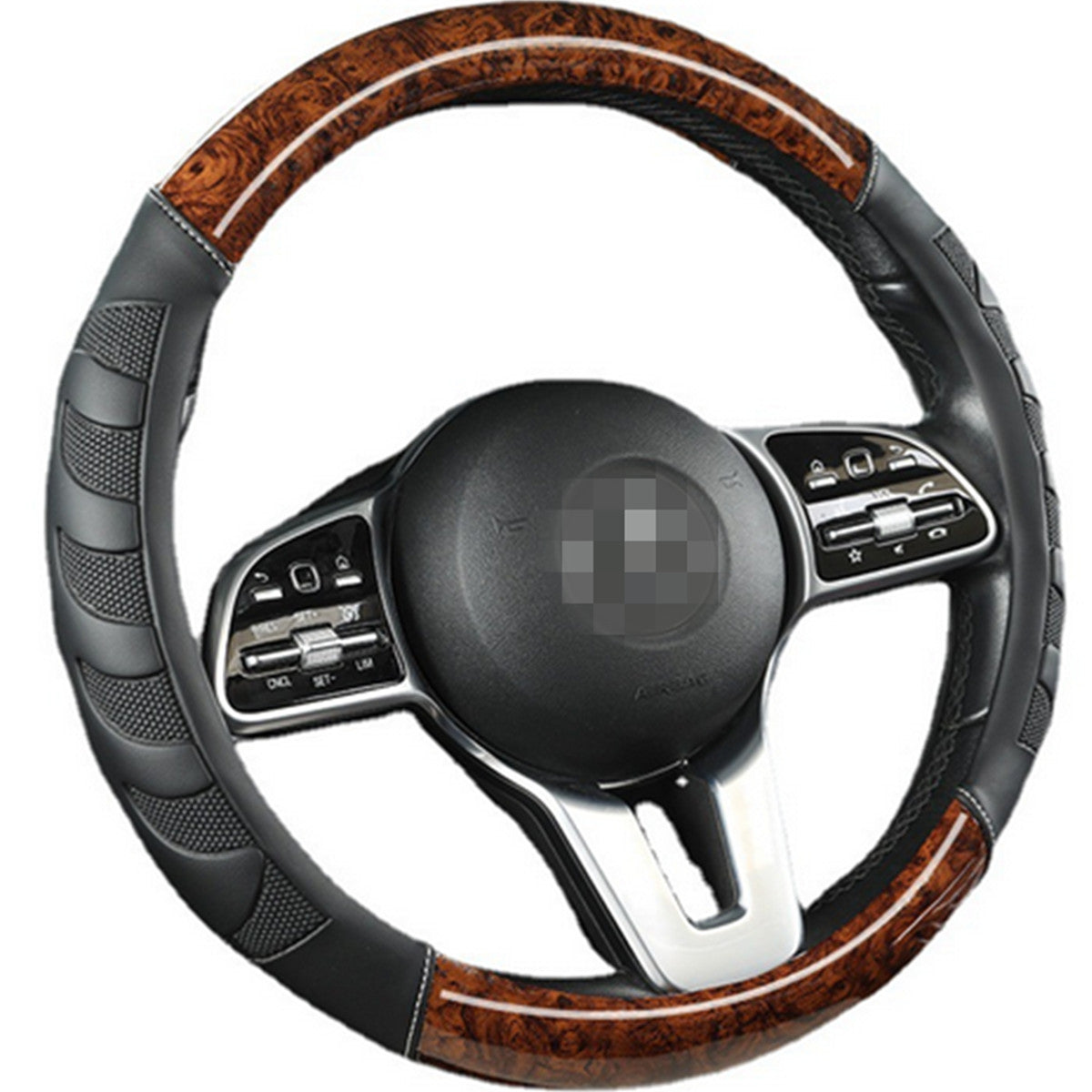 38cm Peach Wood Pattern Car Steering Wheel Cover Breathable Anti-slip