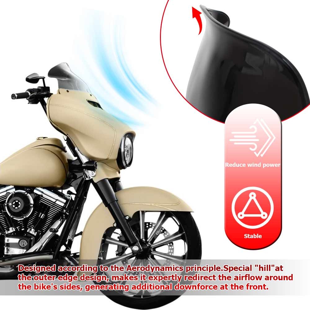 Black 9 Wave Windshield Windscreen for Harley Touring Electra Street Glide 14+ Q