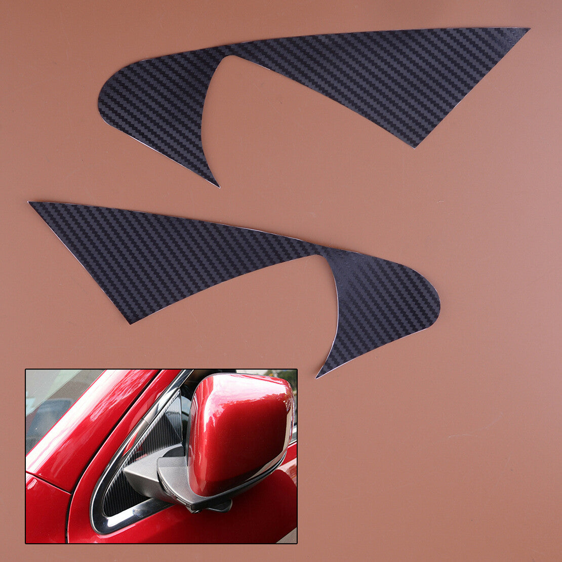 Carbon Fiber Style Mirror Base Triangle Trim Fit for for Jeep Grand Cherokee 2011-21 v
