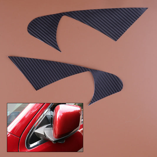 Carbon Fiber Style Mirror Base Triangle Trim Fit for for Jeep Grand Cherokee 2011-21 v
