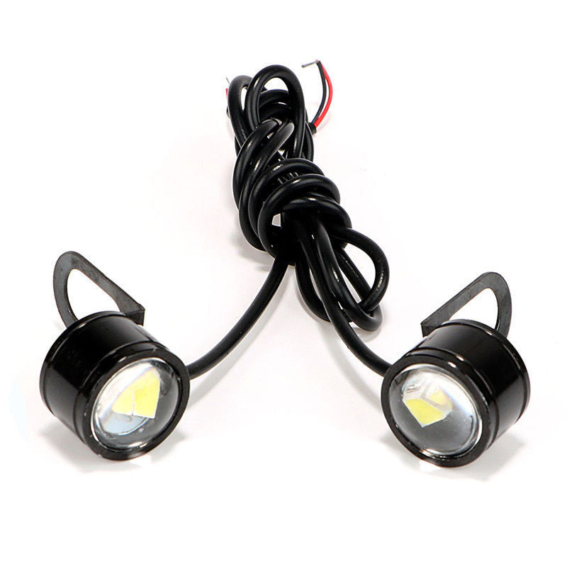 2 Pcs White Waterproof LED Motorcycles Mirror Handlebar Rearmirror DRL Headlight