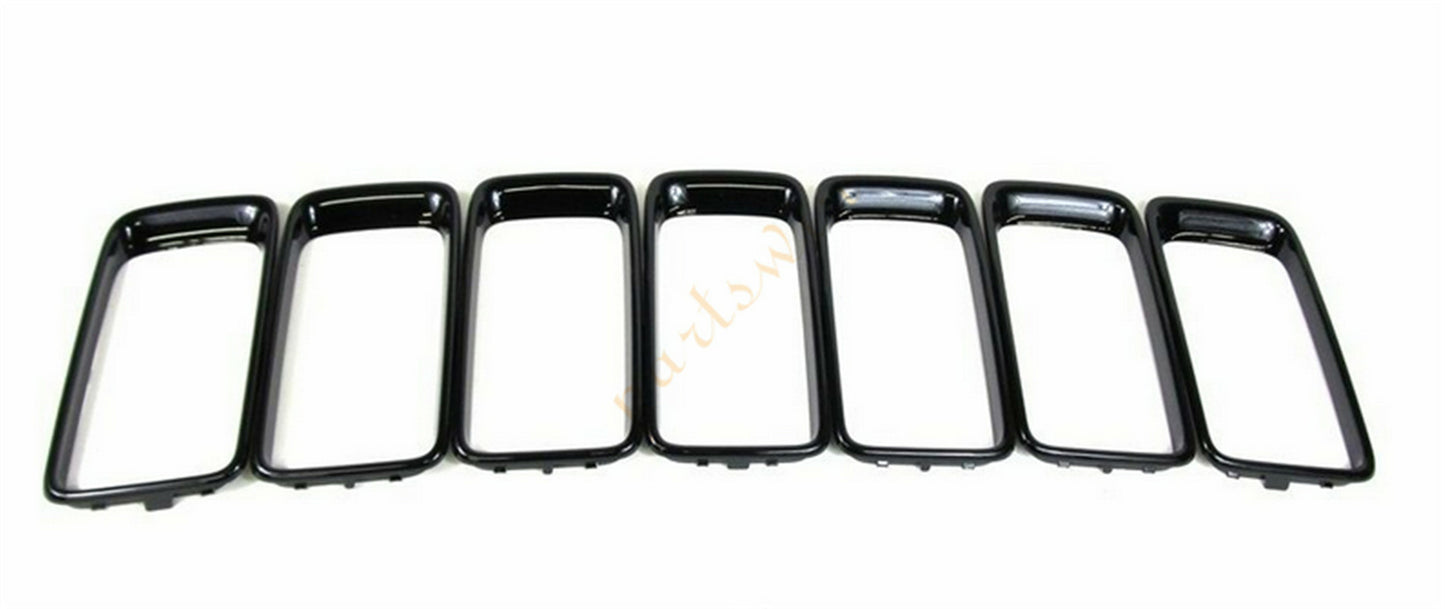 7-Piece Black Trim Ring Grille Insert Set for 2014-2016 for Jeep Grand Cherokee Gloss