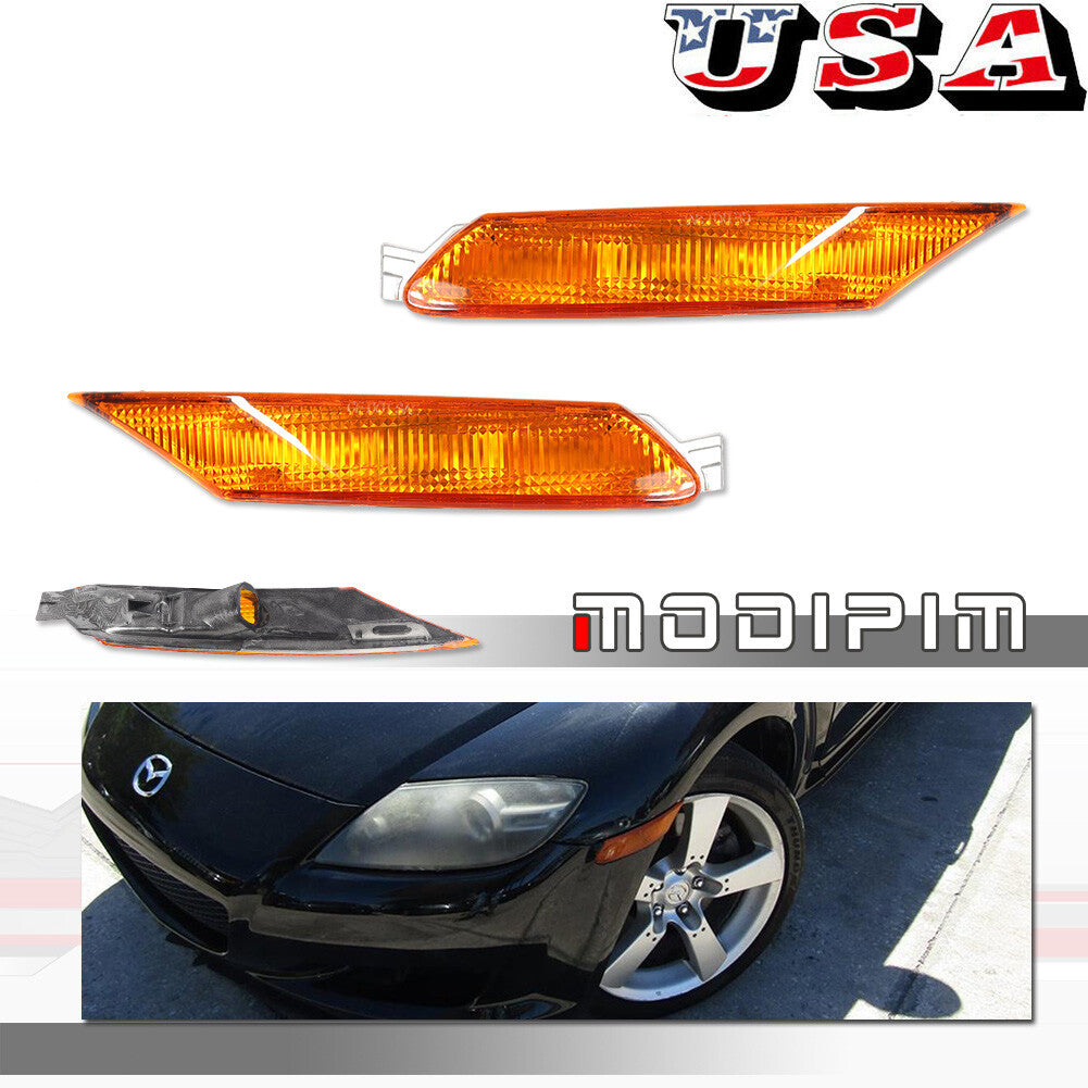 For 04-08 for Mazda RX-8 RX8 OE Style Amber Yellow Front Side Marker Light Housing - v