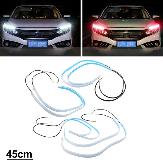 Sequential DRL Strip Turn Signal Light Bright Flexible Daytime Running 2pcs