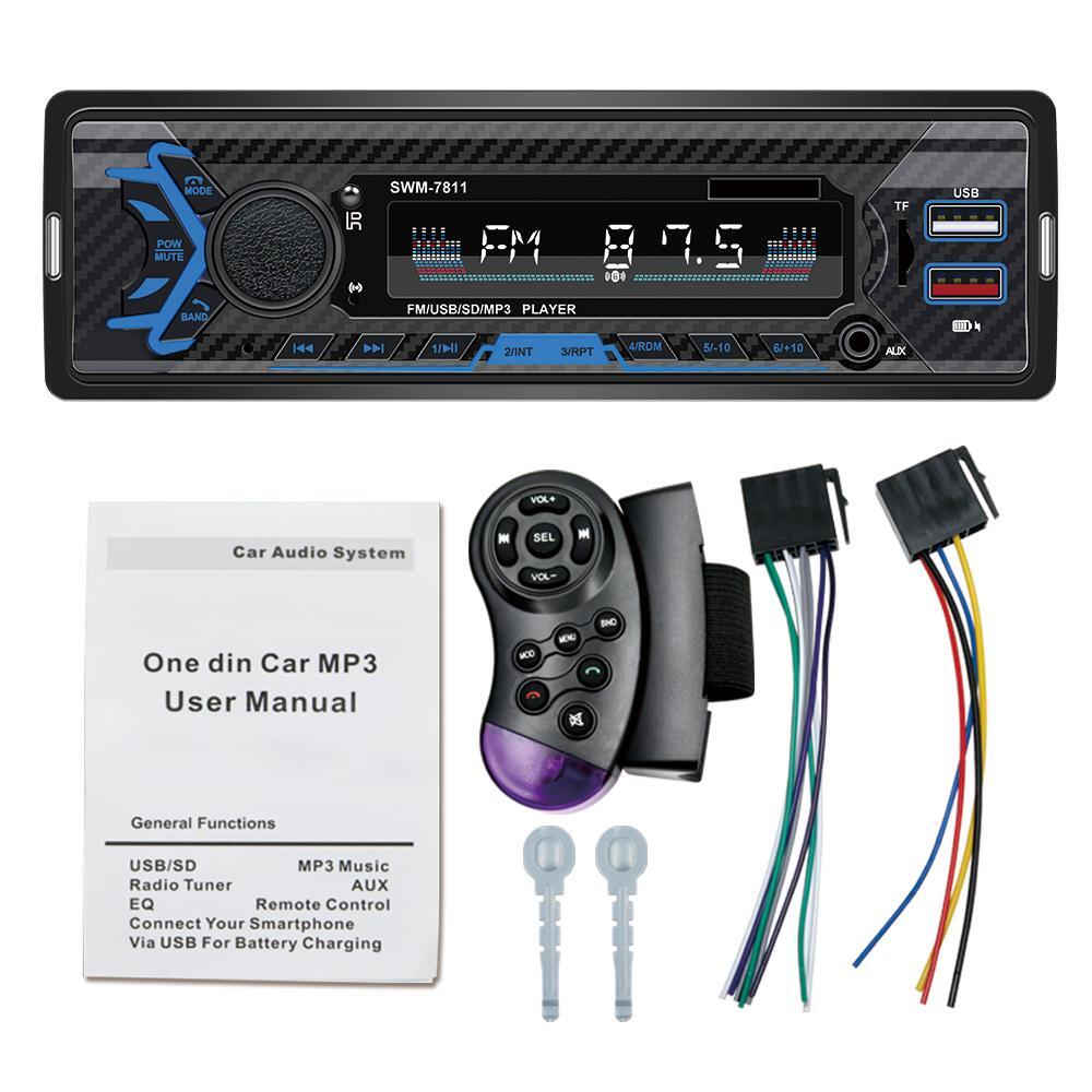 Single DIN Car MP3 Bluetooth Stereo Radio Player AUX-IN FM USB TF Main Unit n