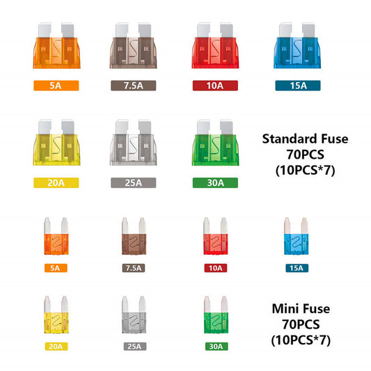 for Mini Medium Standard Blade Fuse Assortment Kit APM 140Pc/Box For Car Motorcycle Q