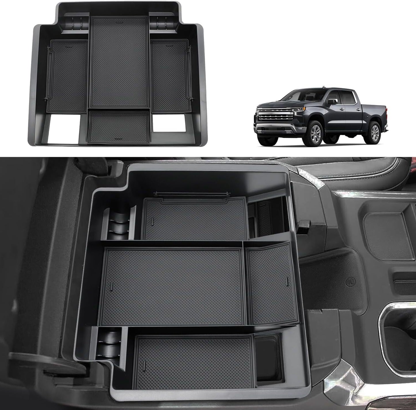Suitable for 2022-2024 Silverado cockpit center console storage box/organizer accessory. n