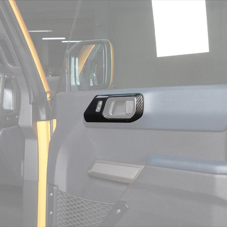 For 2021-2024 Bronco ABS Carbon Fiber Interior Door Handle Cover Trim Frame v