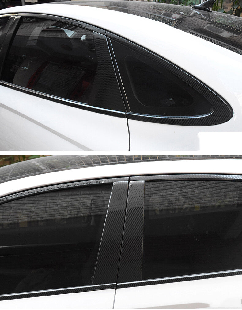 for Hyundai Sonata 20-23 Carbon Fiber steel Door Window Pillar Posts Cover Trims