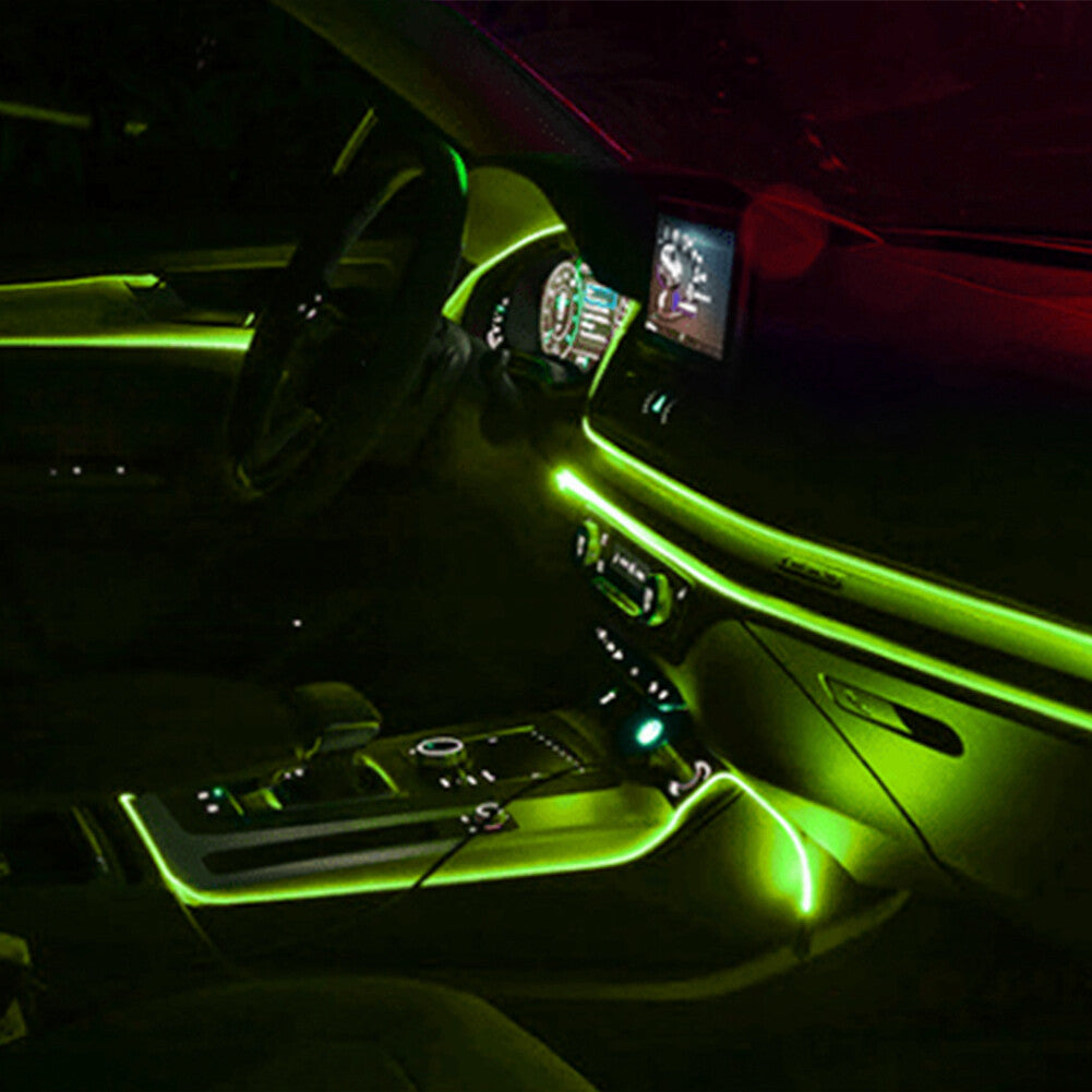 2M 12V Car Interior LED Neon Lights Decor Atmosphere EL Wire String Strip Lamp