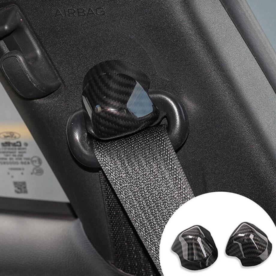 For 2015-2022 for Mustang Carbon Fiber Inner Car for Seat Belt Decor Cover Trim 2P v