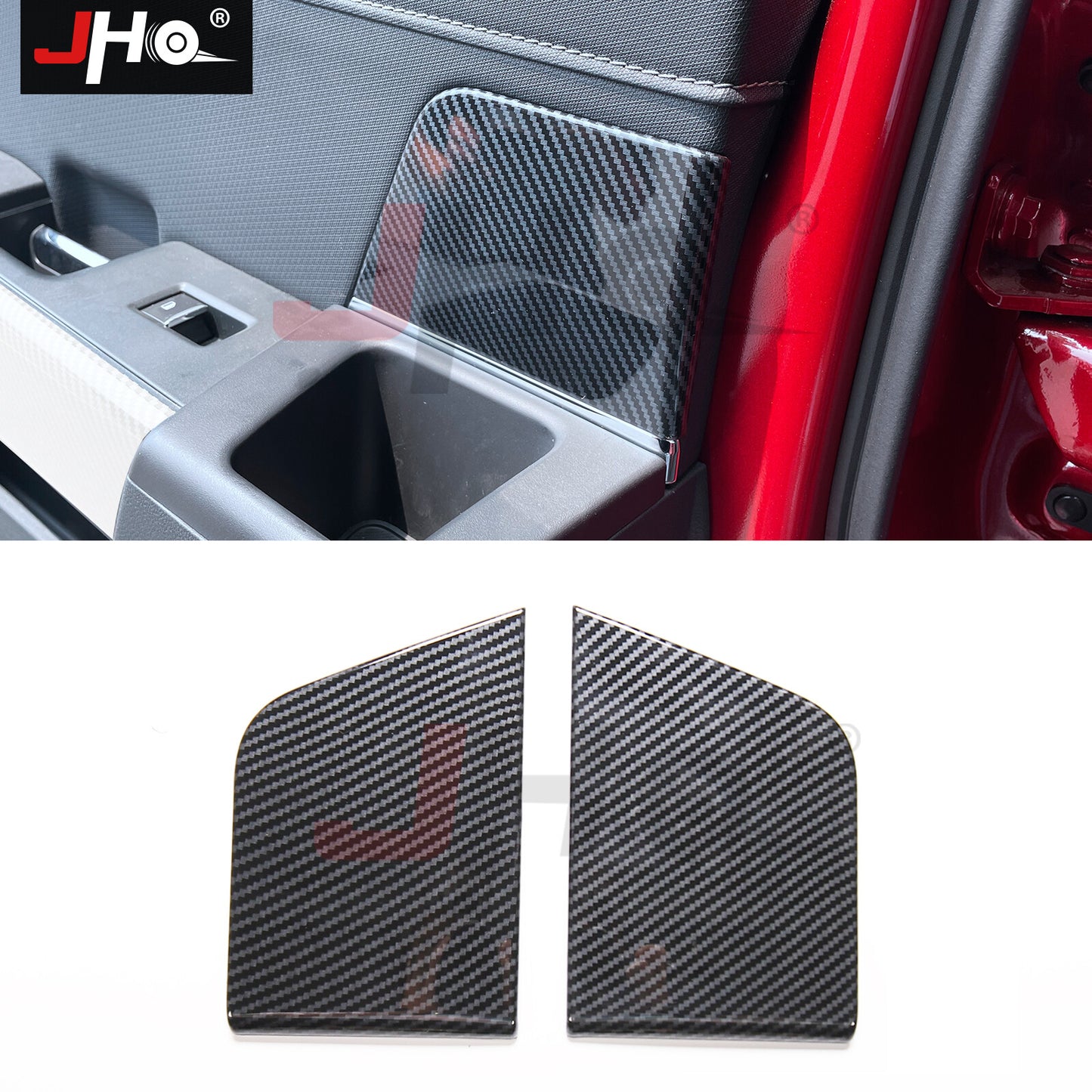 Car Rear Door Panel Handles Cup Cover Trim Carbon Fiber for Ford F-150 2021 2022