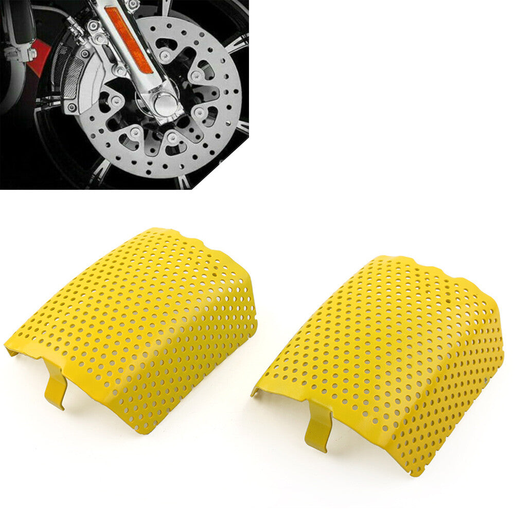 Steel Front Caliper Screen Inserts for Harley V-Rod & Touring 2006-2019 Yellow Q