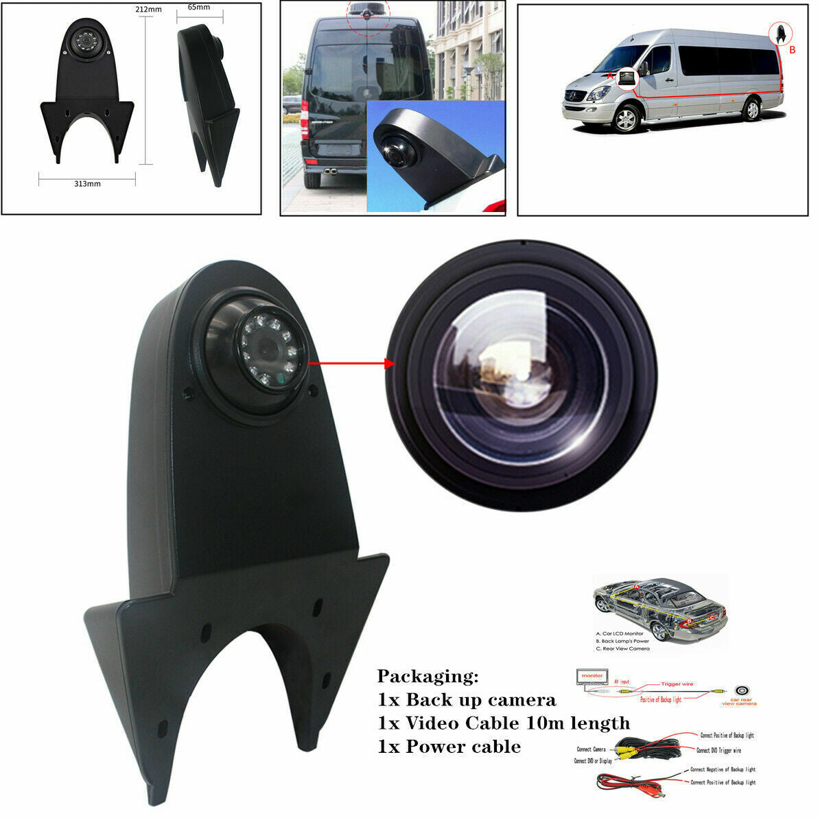 Waterproof Car Rear View Camera HD Night Vision Fit for Mercedes for Benz Sprinter Q