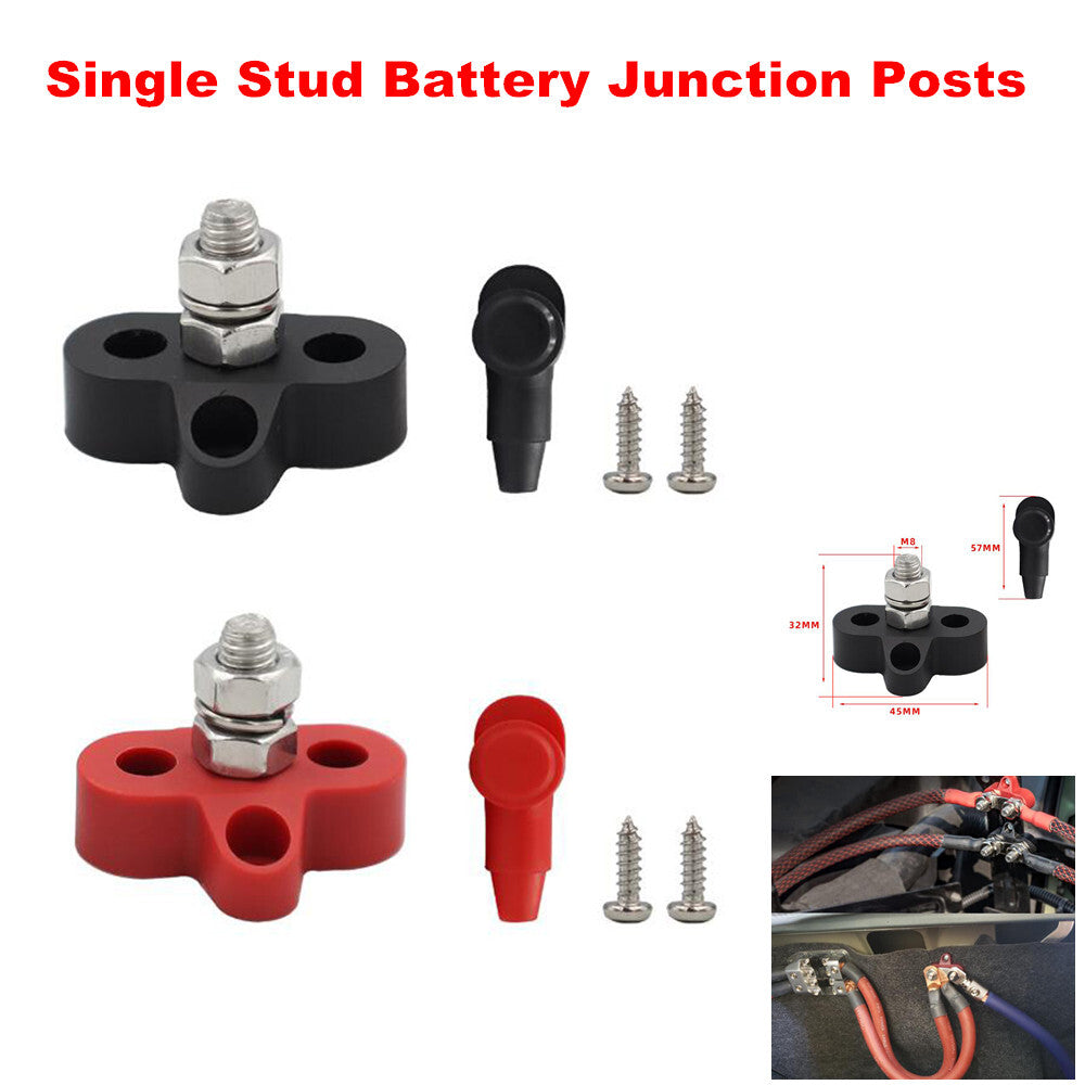 2-pack of 12V M8 single-stud battery terminal blocks for automotive power distribution - n