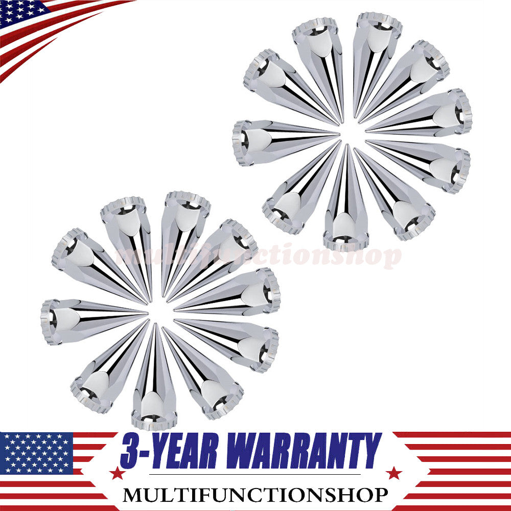 20x 33mm Thread-on Spiked Lug Nut Covers ABS Chrome Plastic Fits Semi Truck Q