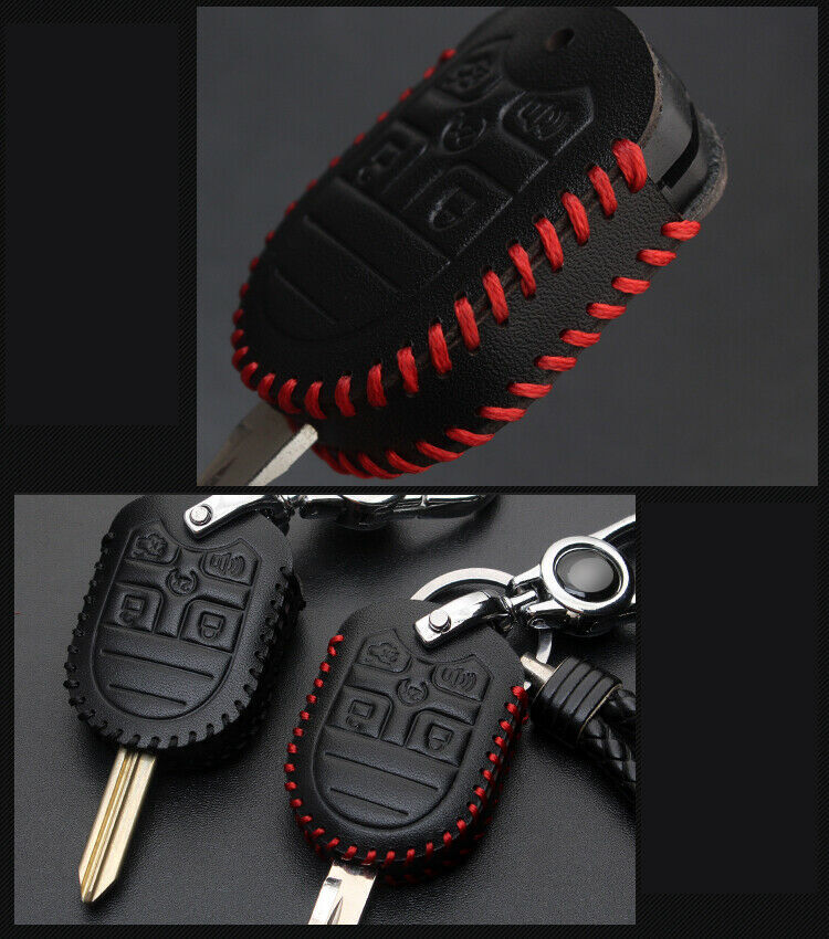 Leather Car Key Fob Case Cover Holder  for ford  FOCUS FUSION EDGE EXPLORER F150 Q
