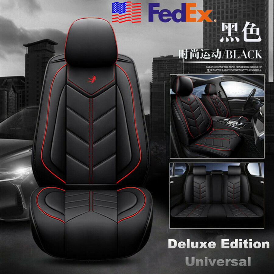 Car Breathable Deluxe Edition 6D PU Leather for Seat Cushion Cover Universal US Ship Q