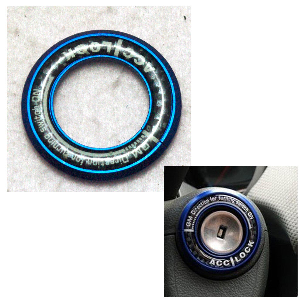 for Chevrolet for Cruze 2009- Ignition Keyhole Lock Ring Decor Protector Carbon Blue Q