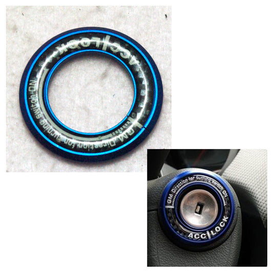 for Chevrolet for Cruze 2009- Ignition Keyhole Lock Ring Decor Protector Carbon Blue Q
