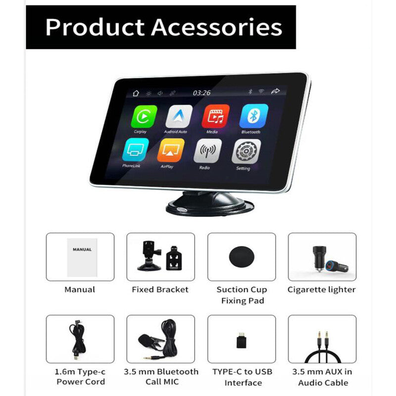 7.5 IPS portable in-car touchscreen with wireless CarPlay, Android auto-tuning stereo radio n