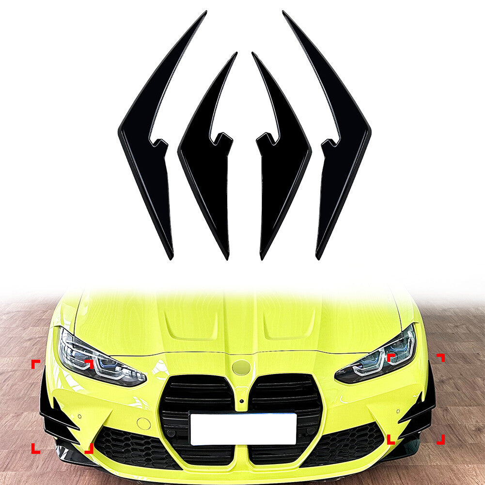 1Pair ABS Front Bumper Splitters Spoiler for BMW M3 G80 G81 M4 G82 G83 2021-2024