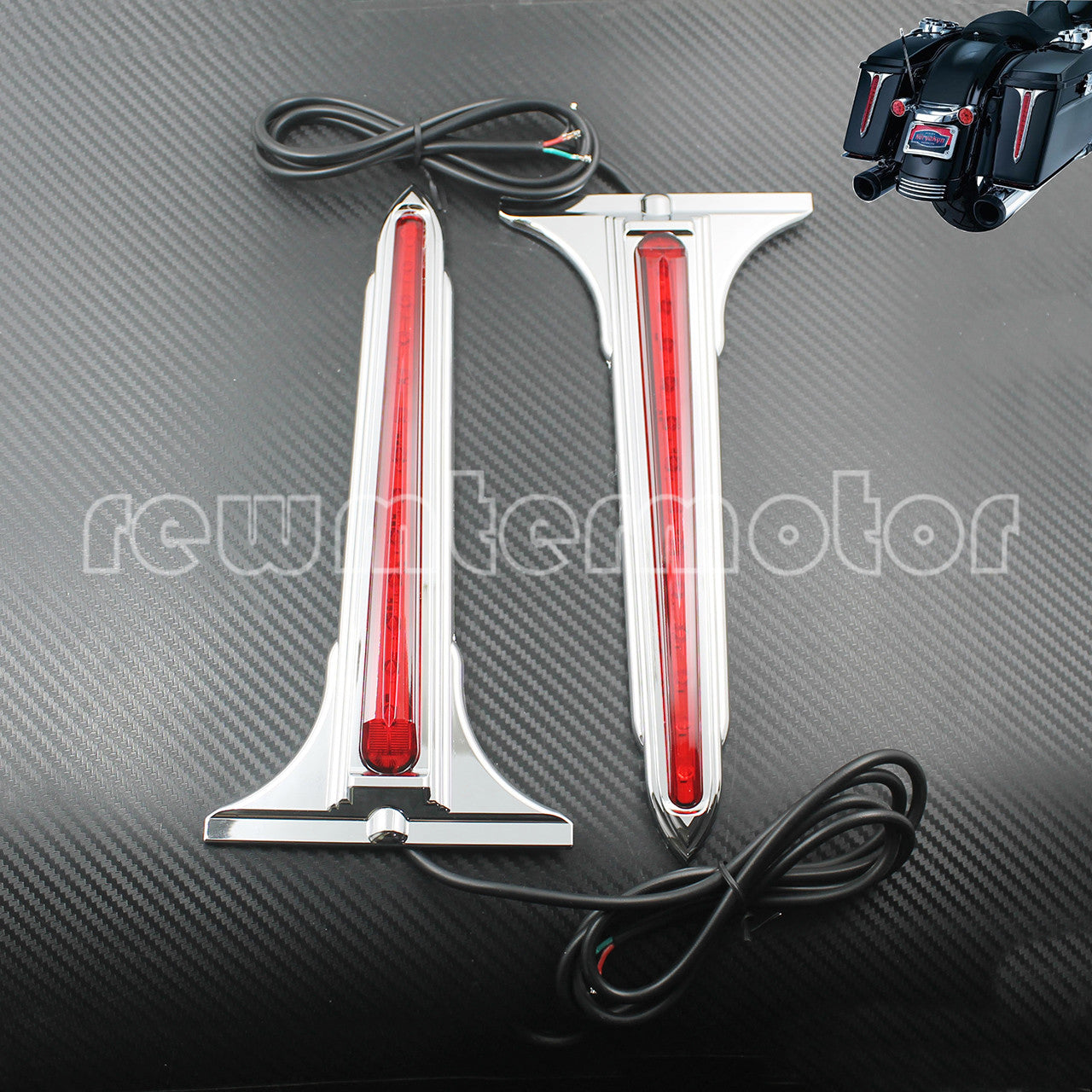 Rear Saddlebag Accents Wedge Red LED Brake Tail Light Fit for Harley Touring 13
