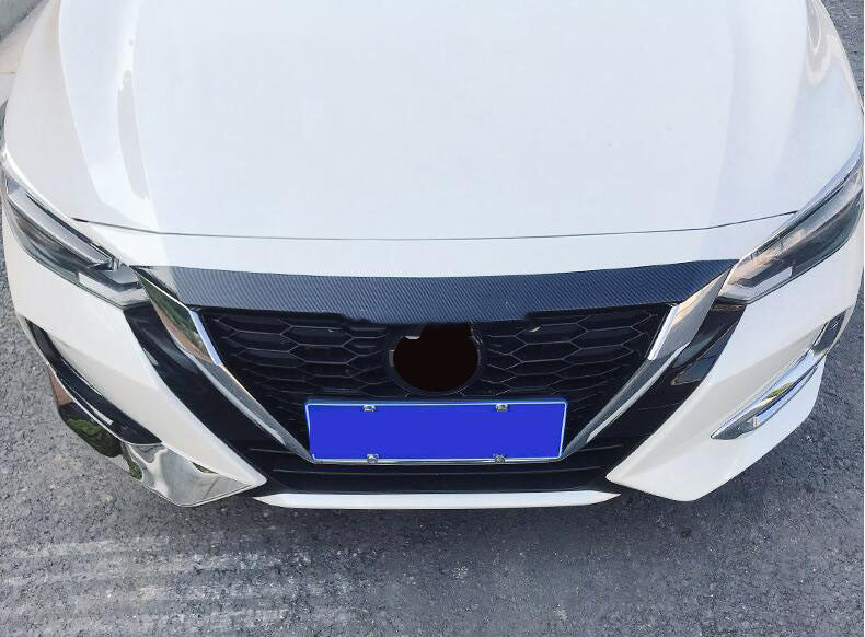 for Nissan Sentra 2020-2023 Carbon Fiber ABS Front Hood Grill Cover Bonnet Trim