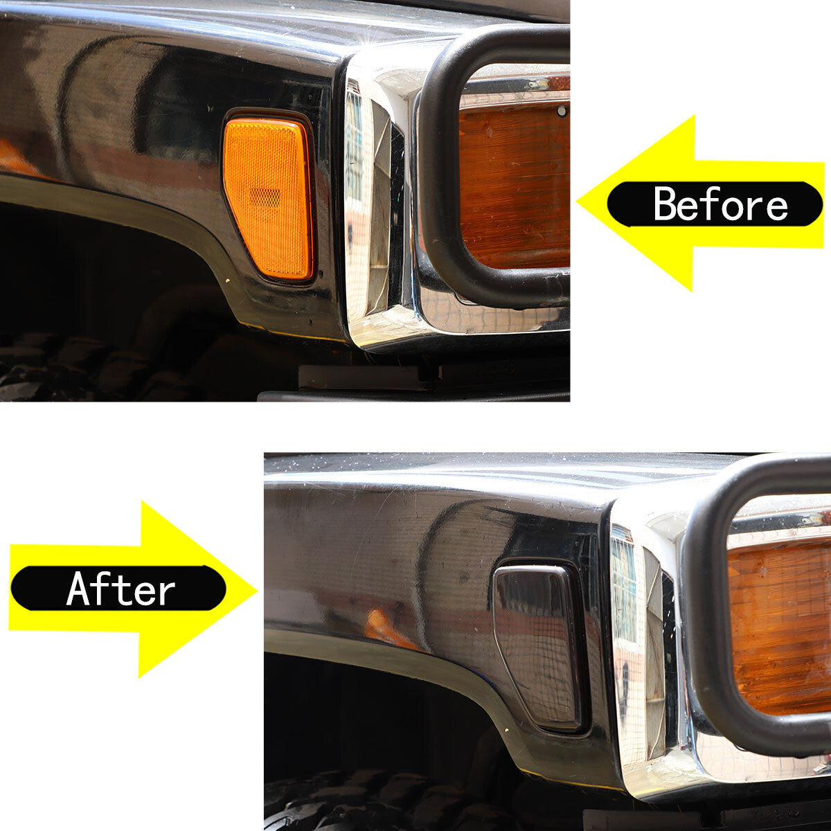 2-Pack Smoked Front Turn Signal Light Shielding Covers for Humme-r H3 05-09- n