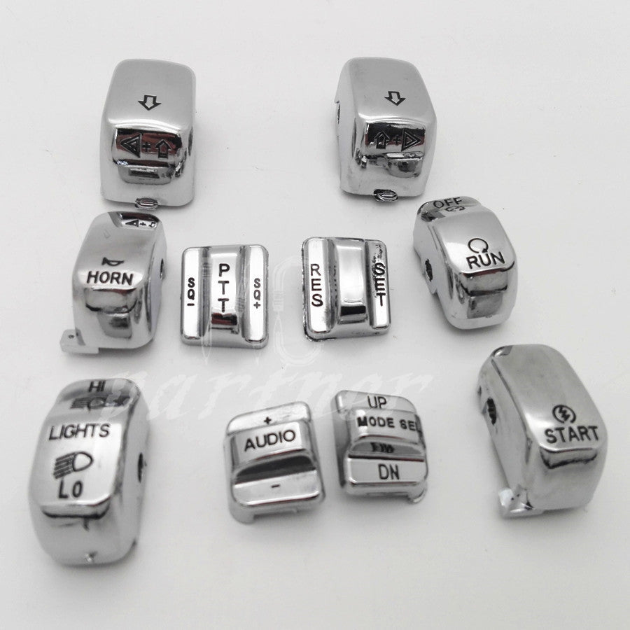 Chrome Carved Hand Control Switch Housing Buttons Cap Kit Fits for Harley 96-13 Q