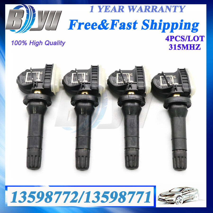 4x TPMS Tire Pressure Monitoring Sensors 13598772 for GM for Chevy for GMC for Buick