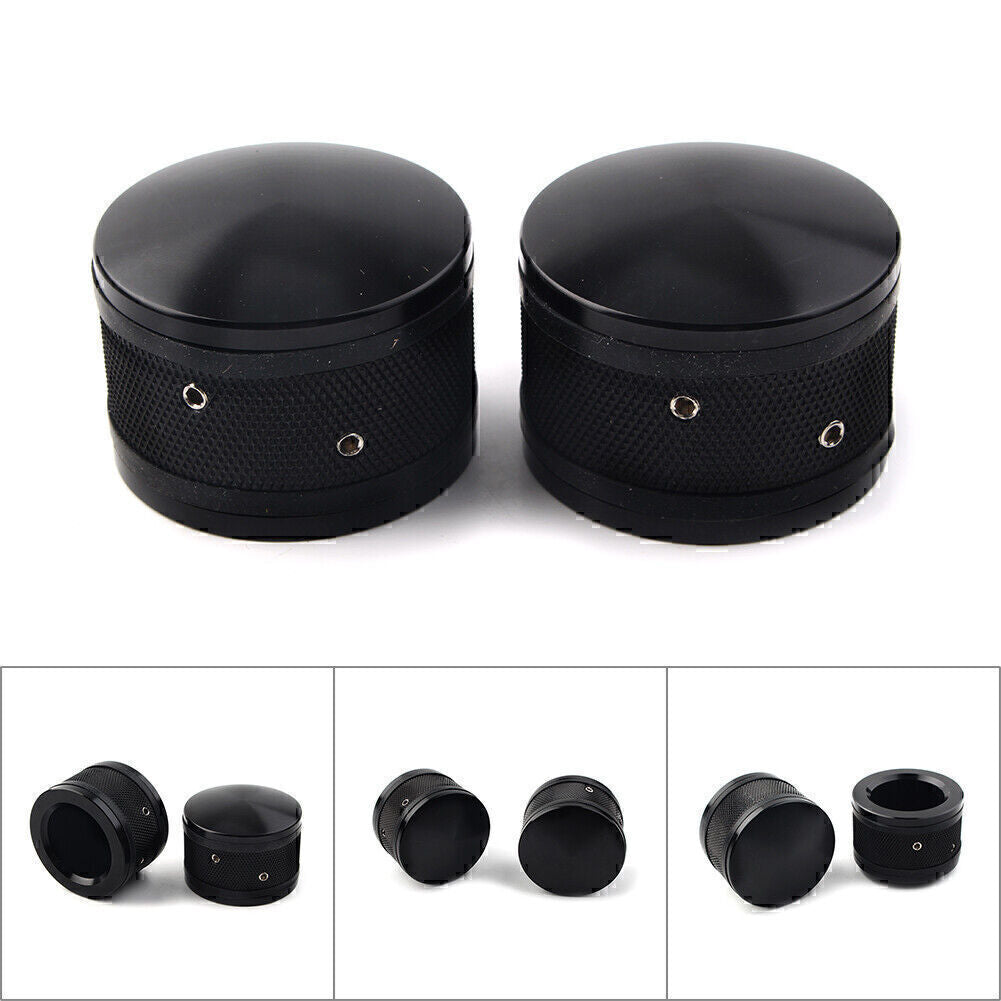 2x CNC Front Axle Nut Cover Cap Black Fit for Harley Sportster Softail Road King
