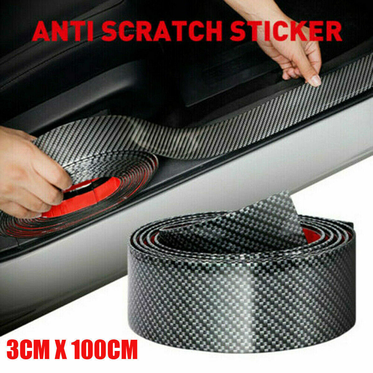 Anti Scratch Car Sticker Carbon Fiber Rubber Edge Guard Strip Door Sill Protect