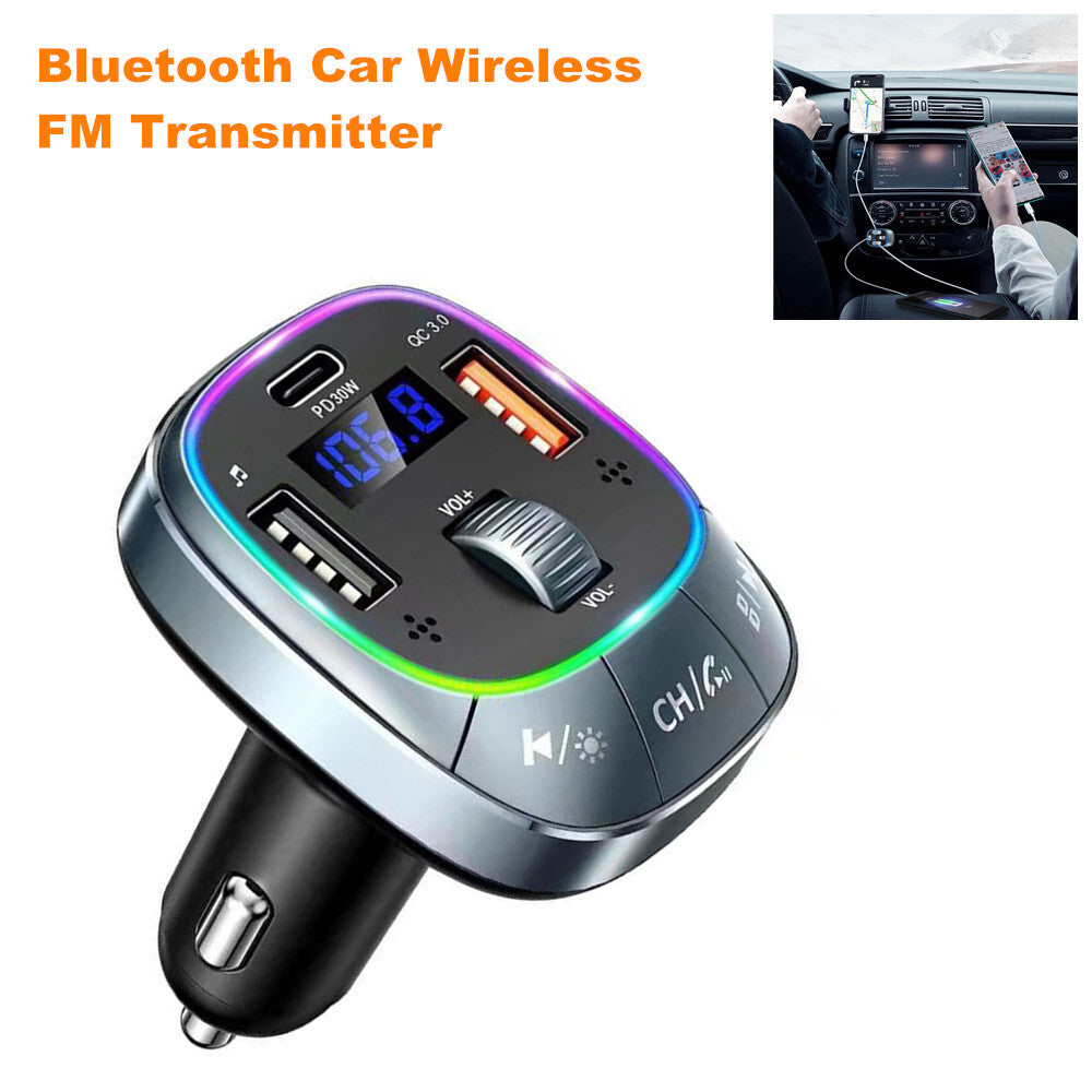 Car Bluetooth adapter FM transmitter hands- calling and audio receiver music n