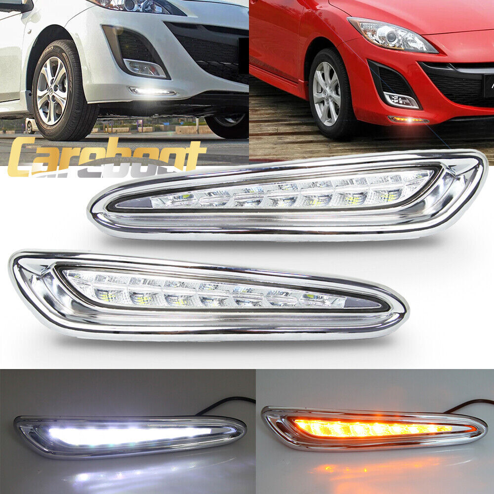 for Mazda 3 Axela 2010-2013 DRL Daytime Running Driving LED Light w/Turn Signal Q