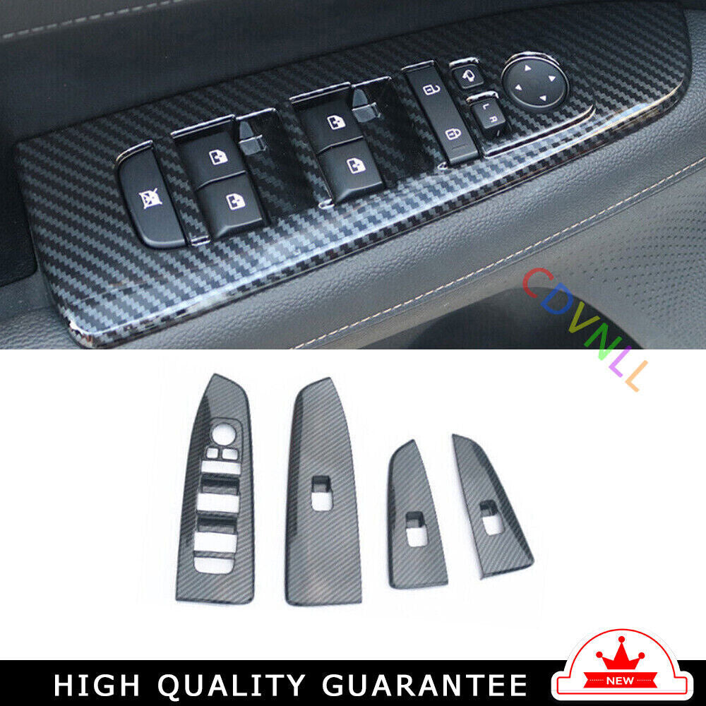 Car Glass Window Lifting Lock Panel Trim for Kia K3 Forte 2019-2022 Carbon Fiber