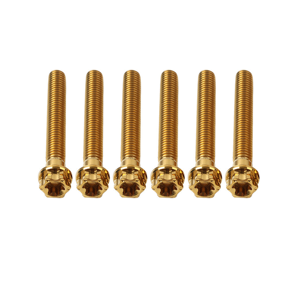 6pcs Bolts Torx Head Flange Screws M6x45mm Gold For Motorcycle Bike