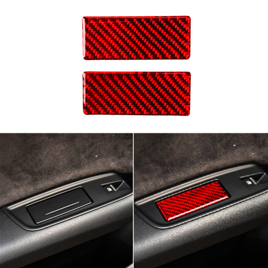 Red Car Rear Ashtray Trim Interior Carbon Fiber Sticker for Audi Q7 2016-2019