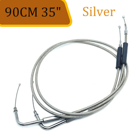 Silver 90cm 35-inch throttle cable kit for Harley Sportster XL883 XL1200- n
