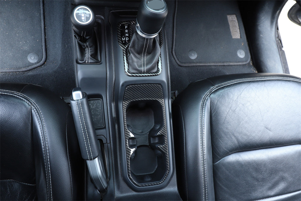 for Jeep for Wrangler JL JT 2018+ Gear Shift Panel Water Cup Holder Cover ABS Carbon
